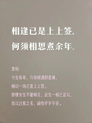 相逢已是上上签，珍惜每一个相遇
