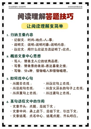 小学生阅读理解答题技巧：概括段意（摘句法）