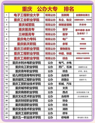 重庆应用电子技术专业大专院校排名（附分数线）