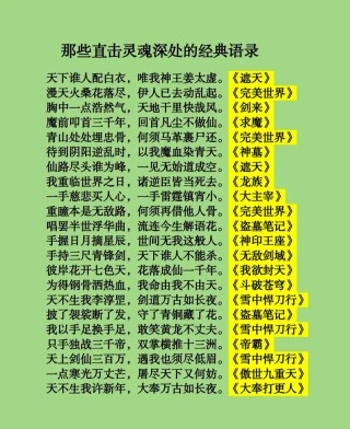 7本经典网络小说的7个名句, 知道5句以上的, 请允许我送上掌声