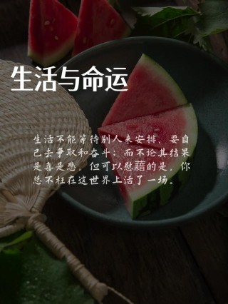 生活不会放弃你，命运不会抛弃你；如果耐不住寂寞，就看不到繁华