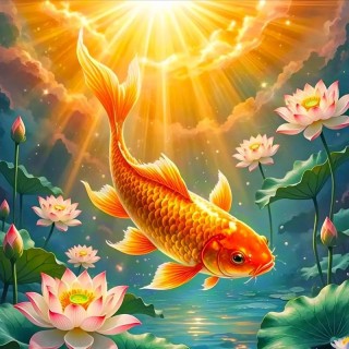 锦鲤，一条幸运，心中有鱼，手中有财