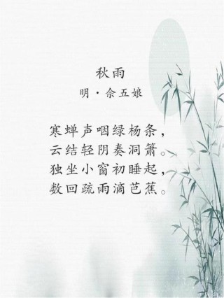 「诗词鉴赏」一宵风雨又成秋，十首夜雨诗，只待一人归