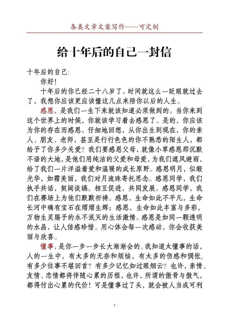 致十年后的自己  第1张