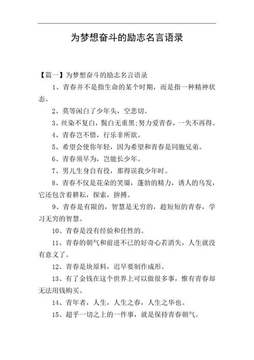 青春奋斗梦想励志句子，青春奋斗，梦想启航——励志箴言集锦  第1张