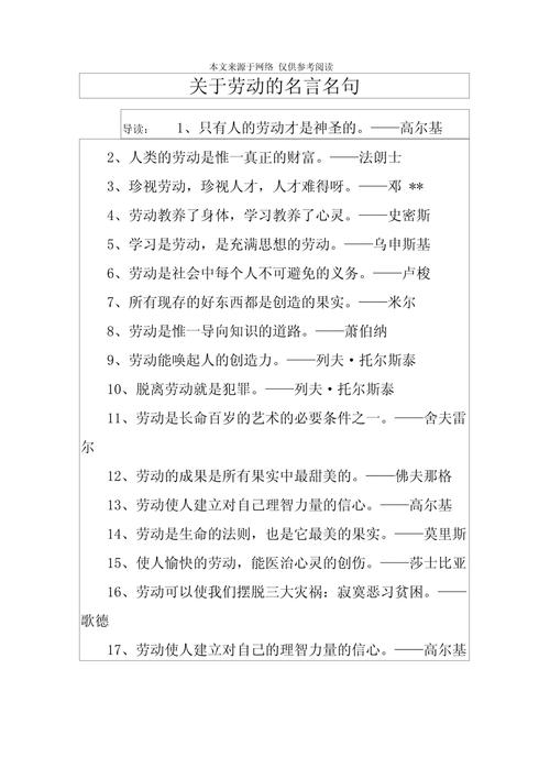 关于劳动的名言，劳动的荣耀，名言荟萃  第1张