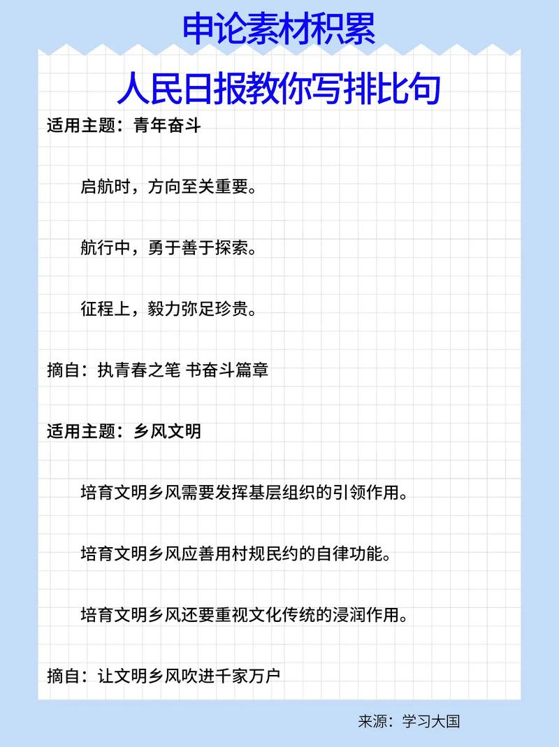 申论素材积累：《人民日报》教你给文章句子升格（三二）  第1张