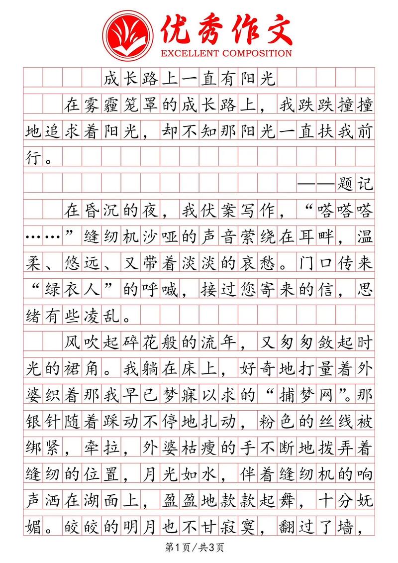 学生优秀作文《成长路上》写作指导及范文 第1张 学生优秀作文《成长路上》写作指导及范文 第1张