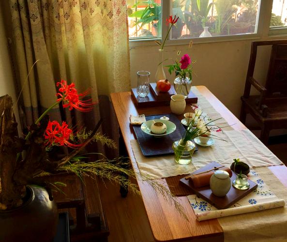 花与茶事相融，中式茶席花之美  第1张