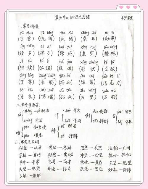 人教版三年级下册语文第五单元知识梳理  第1张