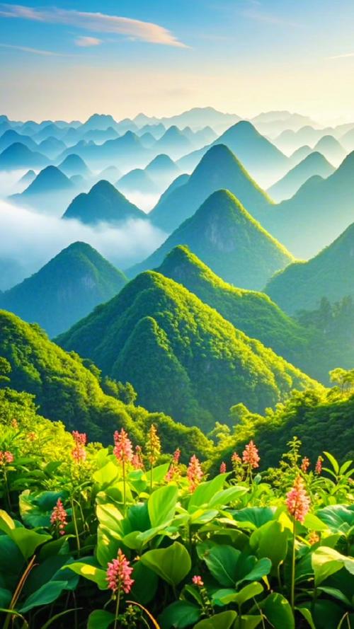 群山重重叠叠，景色美如天际，壮观  第1张