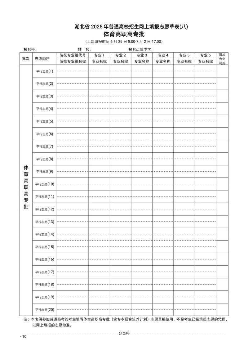 湖南高考志愿填报表格电子版2026模板(免费下载) 第1张 湖南高考志愿填报表格电子版2026模板(免费下载) 第1张