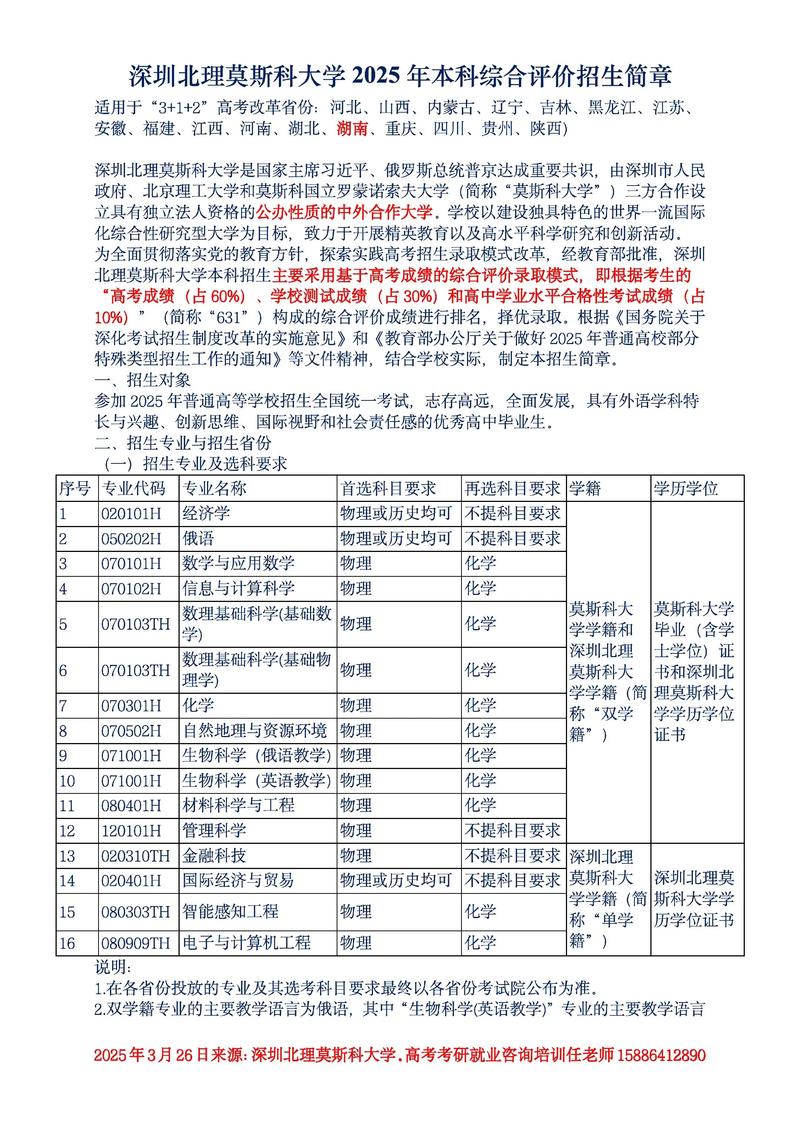 深圳北理莫斯科大学各专业2026在江西招生人数、录取分数线(附:招生计划表) 第1张 深圳北理莫斯科大学各专业2026在江西招生人数、录取分数线(附:招生计划表) 第1张