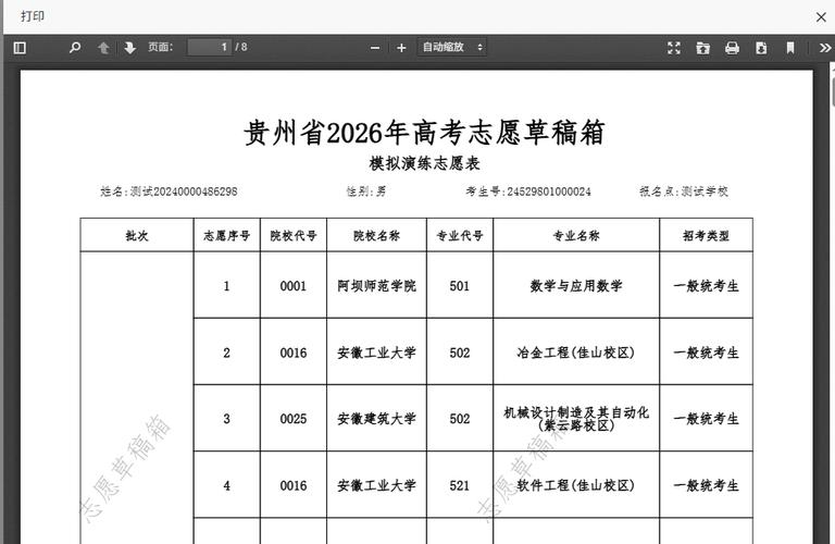 贵州高考志愿填报样表模板2026(免费下载) 第1张 贵州高考志愿填报样表模板2026(免费下载) 第1张