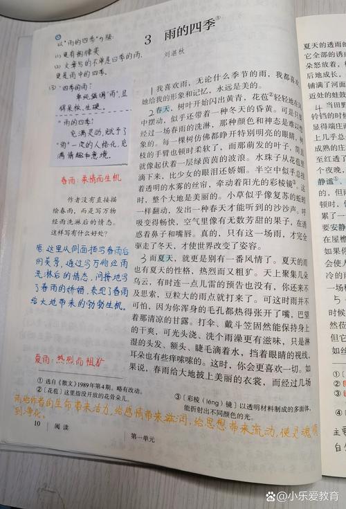 部编初一语文上册《雨的四季》要点详解+名家类文赏读  第1张