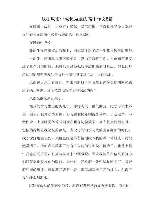 风雨中我的独白高一作文  第1张