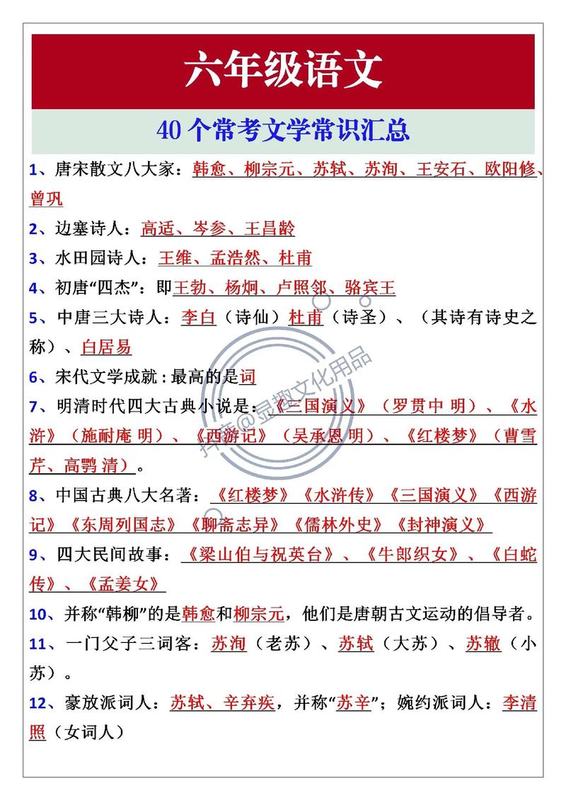 【荐读】史上最全语文文学常识，连老师都说“不看可惜！”  第1张